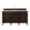 James Martin Vanities Brittany 60in Single Vanity, Burnished Mahogany w/ 3 CM White Zeus Quartz Top 650-V60S-BNM-3WZ - alternate 1